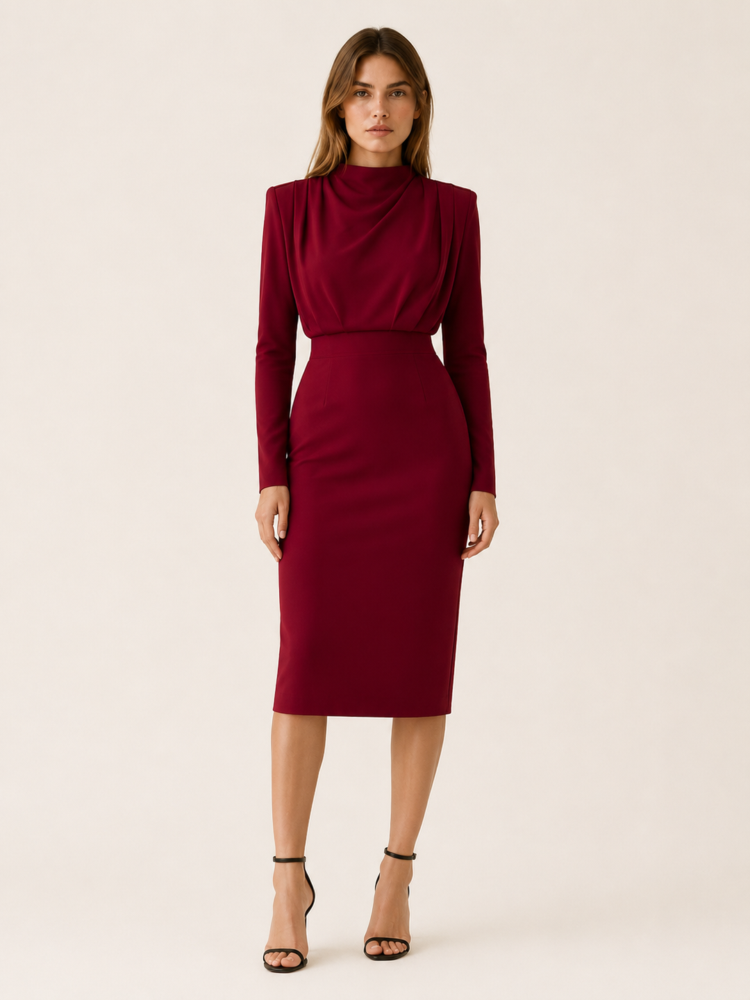 Ilse | High Neck Midi Dress with Long Sleeves