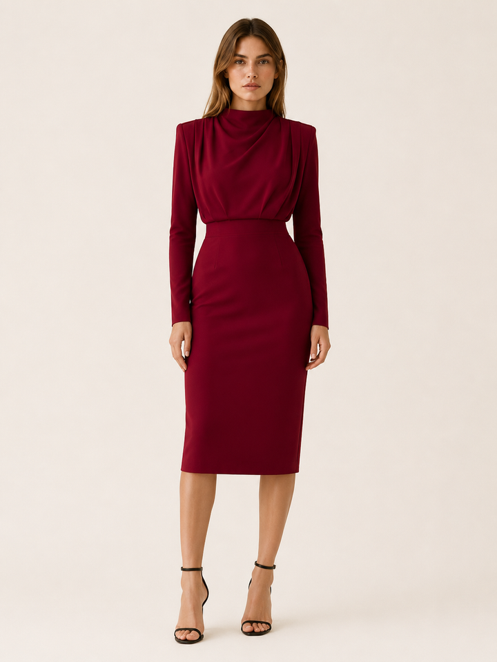 Ilse | High Neck Midi Dress with Long Sleeves