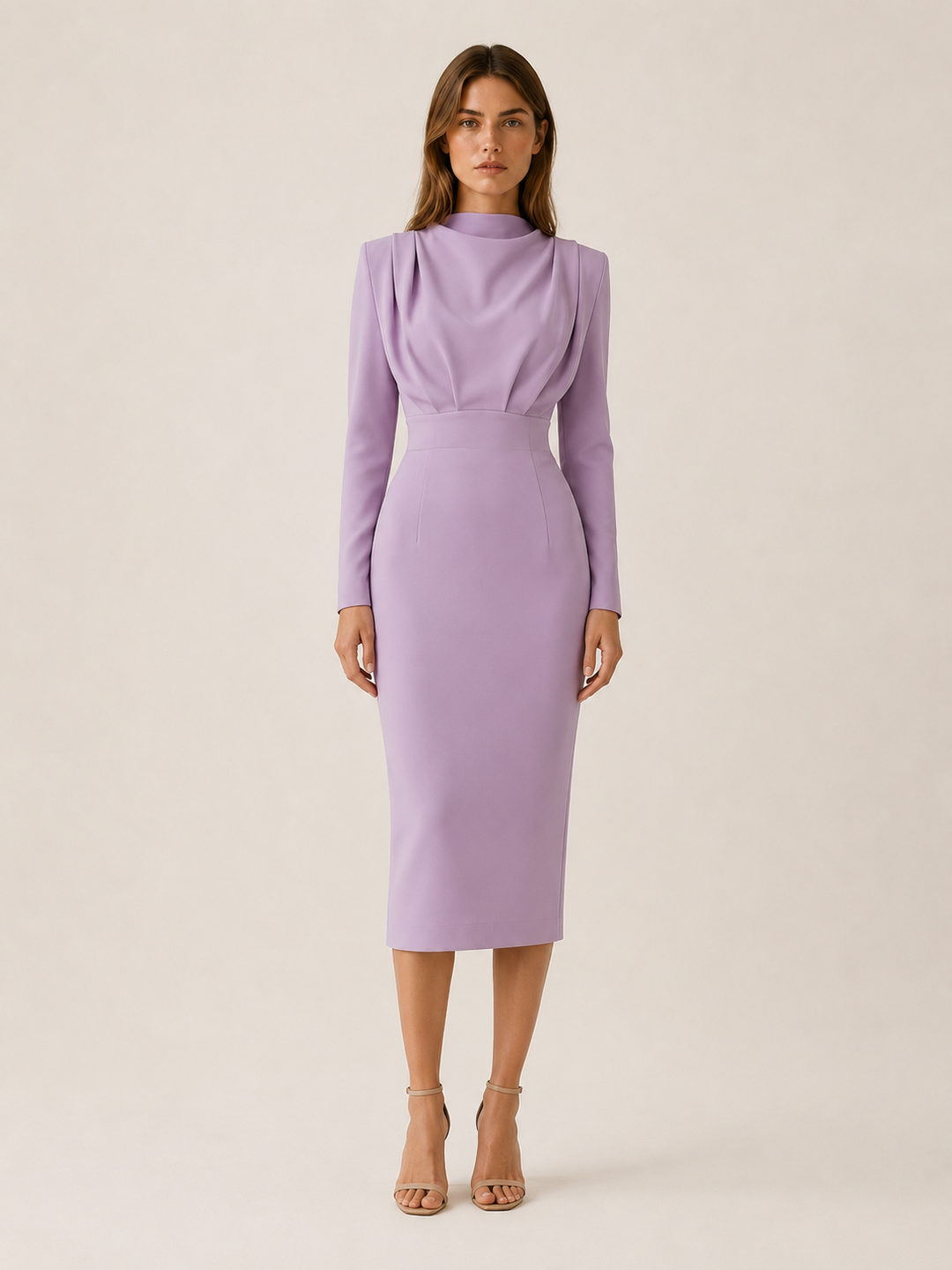 Ilse | High Neck Midi Dress with Long Sleeves