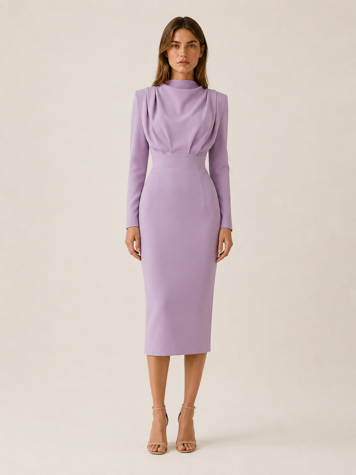 Ilse | High Neck Midi Dress with Long Sleeves