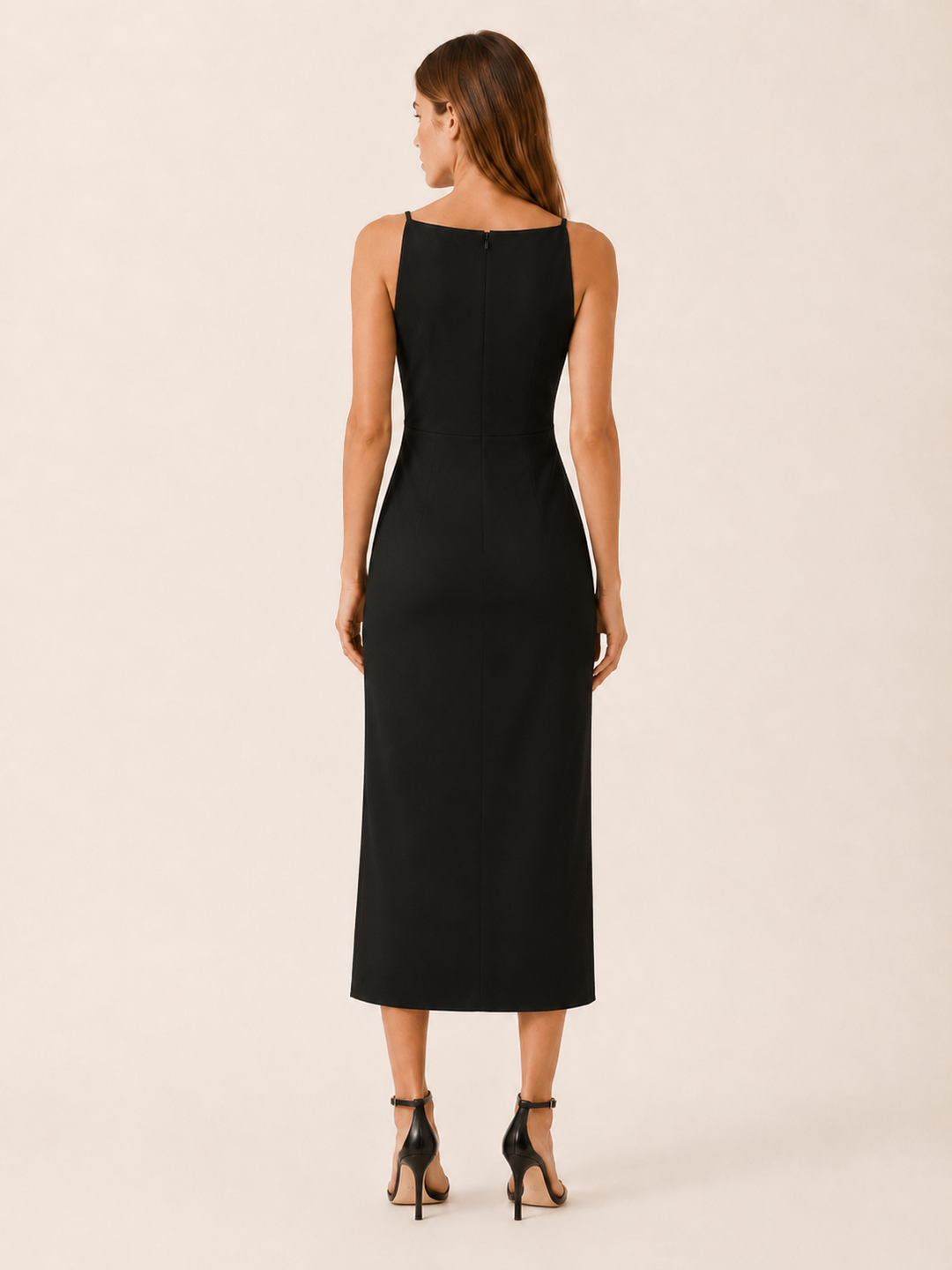 Ivara | Straight Neck Midi Dress with Sleeveless Cut
