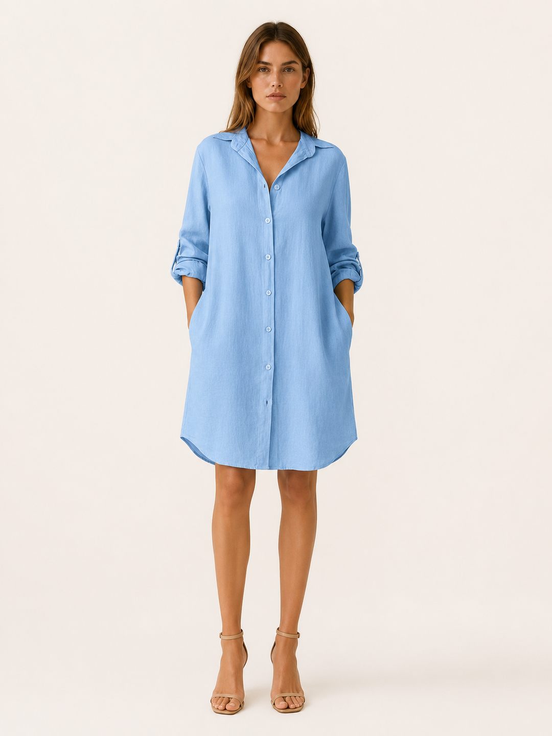 Karina | Shirt Dress with Button Front and Side Pockets