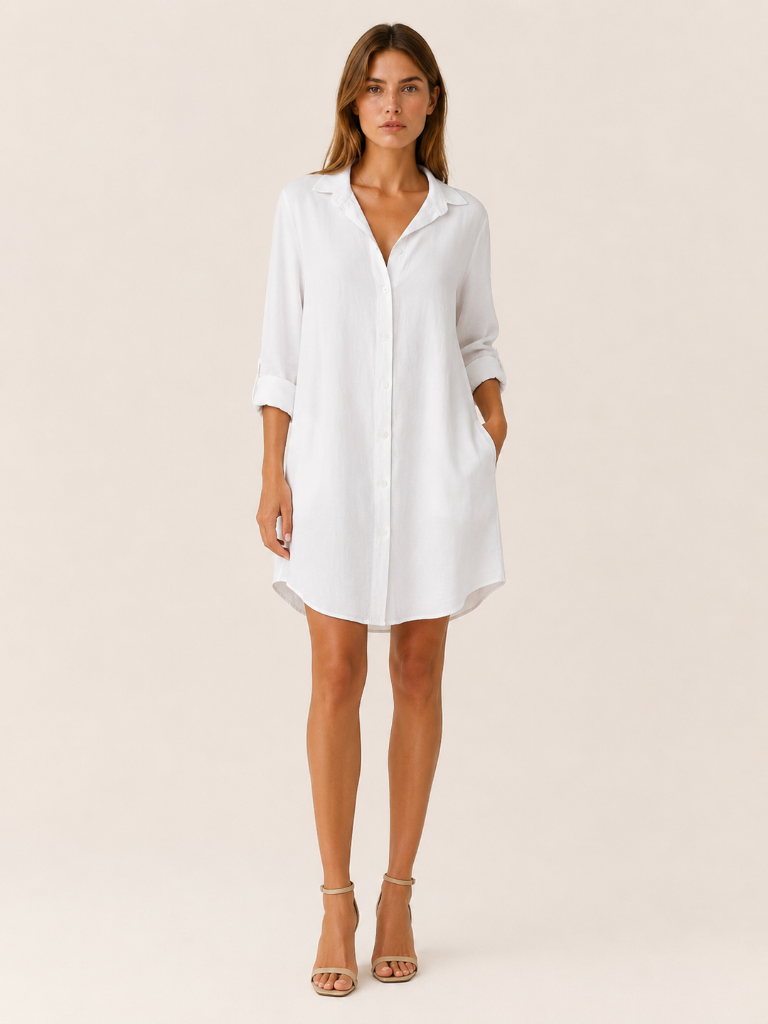 Karina | Shirt Dress with Button Front and Side Pockets