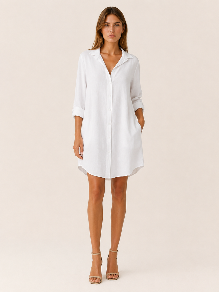 Karina | Shirt Dress with Button Front and Side Pockets