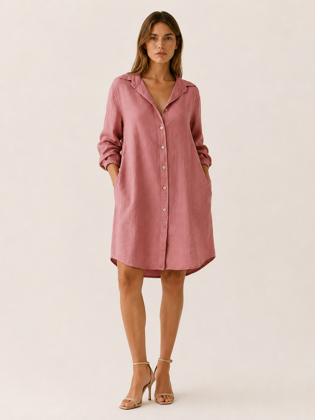 Karina | Shirt Dress with Button Front and Side Pockets