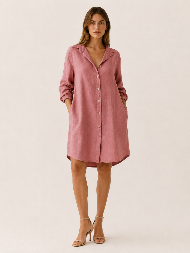 Karina | Shirt Dress with Button Front and Side Pockets