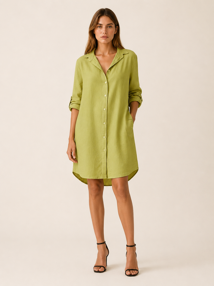 Karina | Shirt Dress with Button Front and Side Pockets