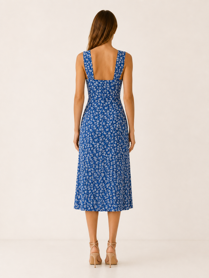 Lana | Floral Midi Dress with Button Front