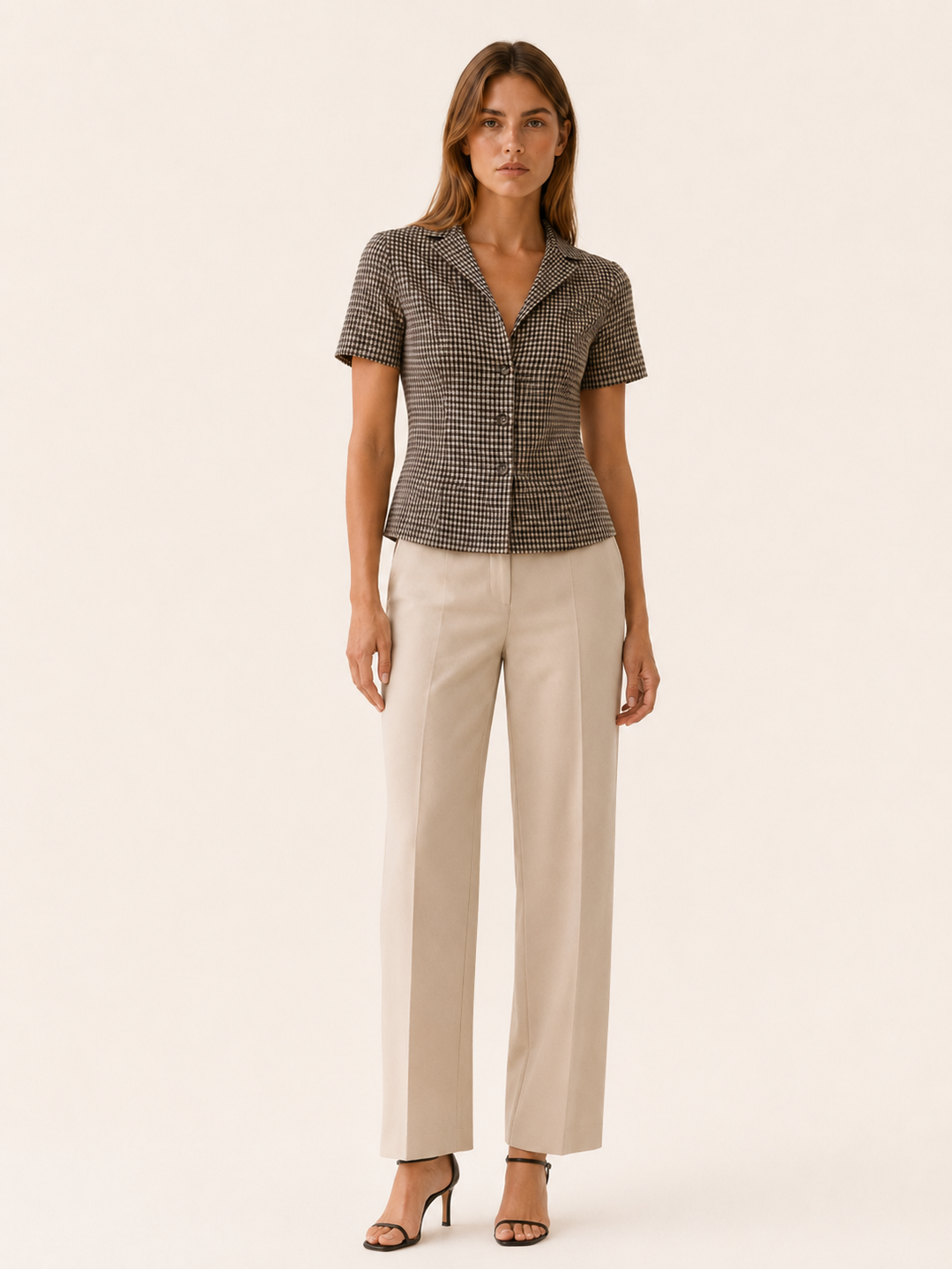 Livia | Gingham Blouse with Tie Back