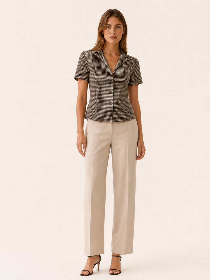 Livia | Gingham Blouse with Tie Back