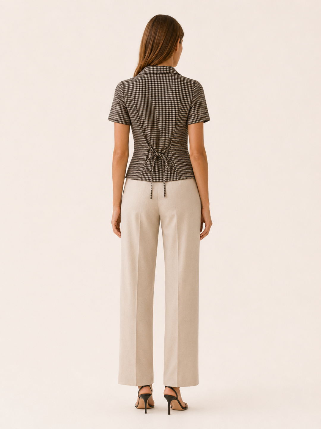 Livia | Gingham Blouse with Tie Back