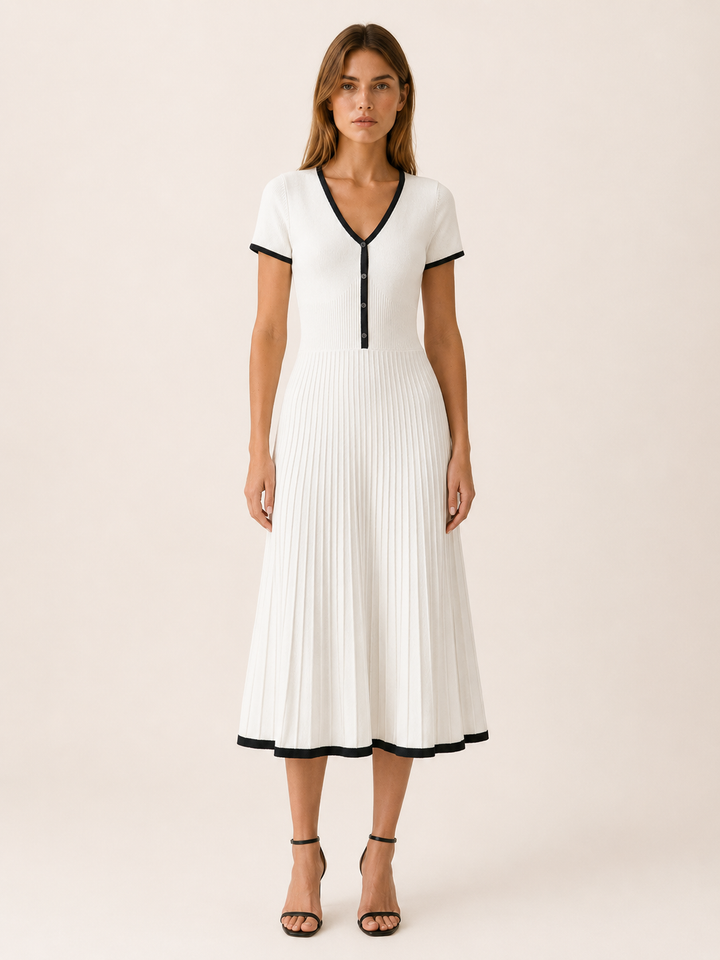 Lucia | Knit Midi Dress with Contrast Trim