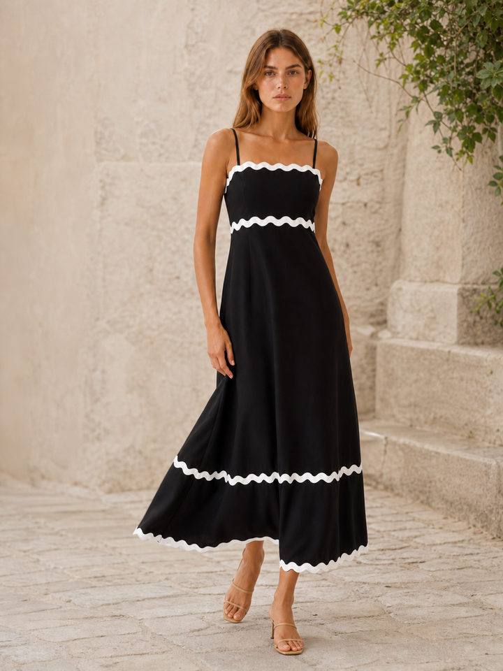Lysandra | Scalloped Maxi Dress with Ric Rac Trim