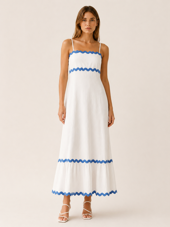 Lysandra | Scalloped Maxi Dress with Ric Rac Trim