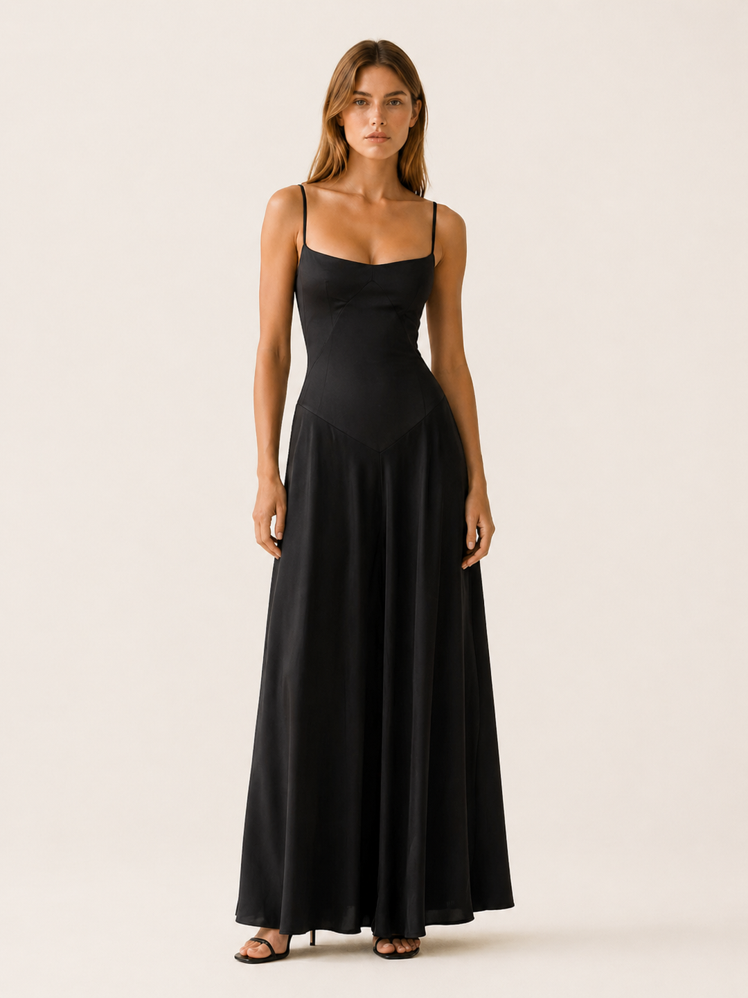 Marcella | Satin Corset Maxi Dress with Lace Up Back