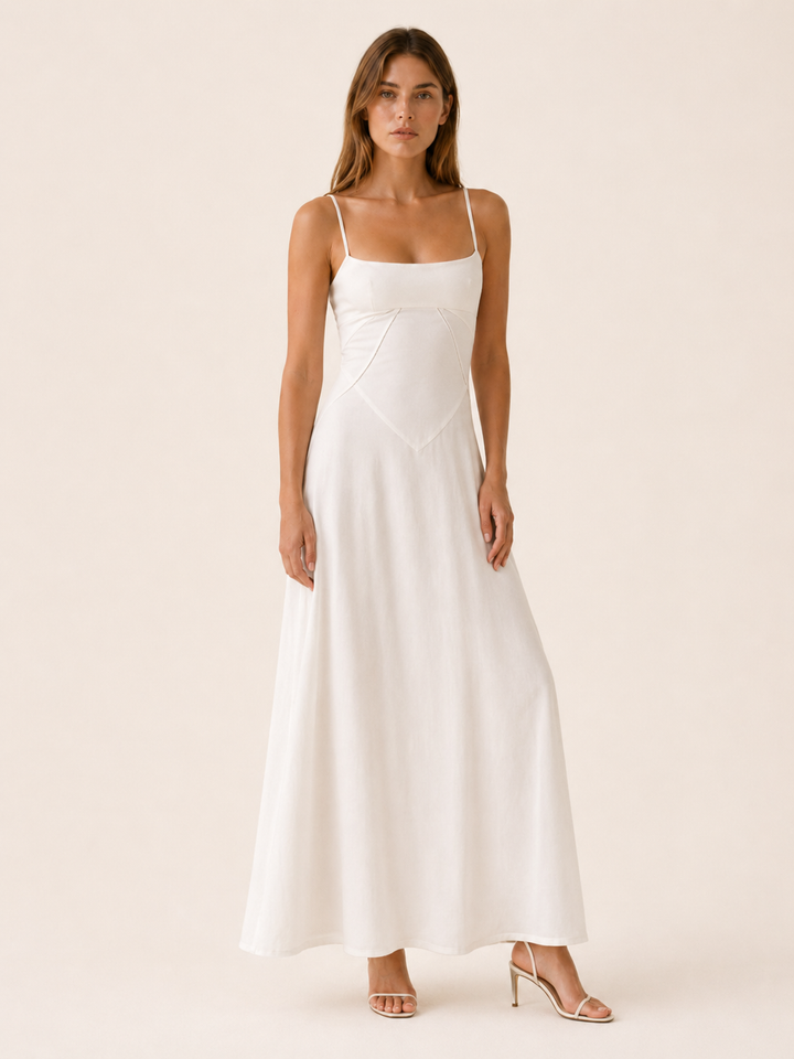 Marcella | Satin Corset Maxi Dress with Lace Up Back
