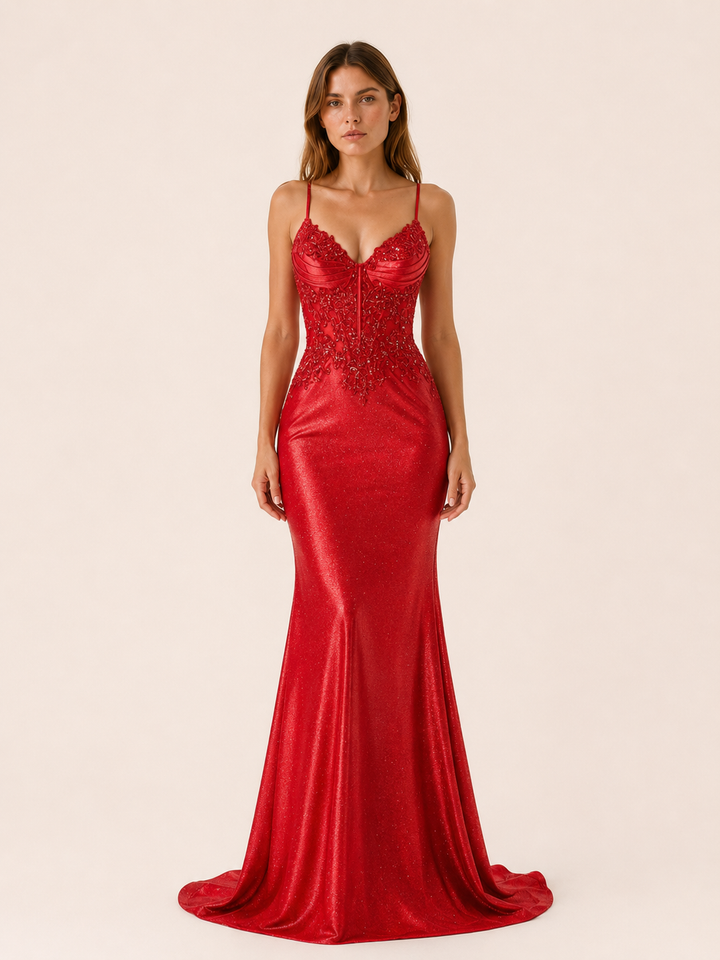 Margot | Beaded Bodice Maxi Dress with Mermaid Skirt