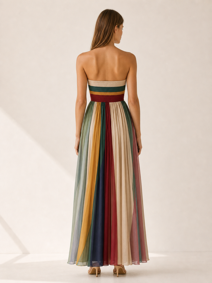 Marina | Strapless Maxi Dress with Pleated Skirt