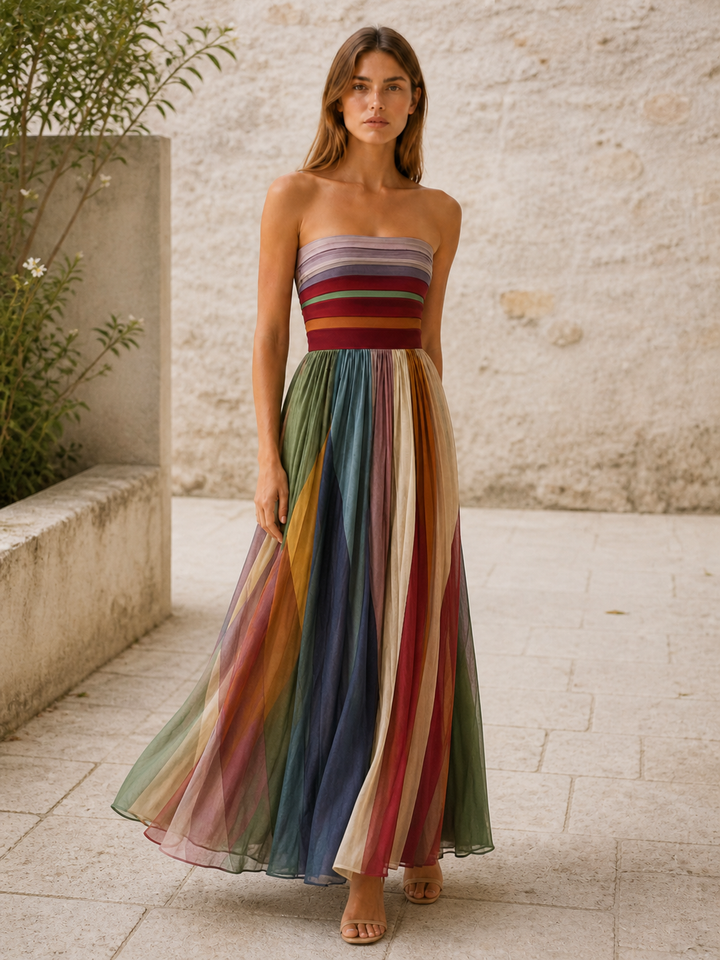 Marina | Strapless Maxi Dress with Pleated Skirt
