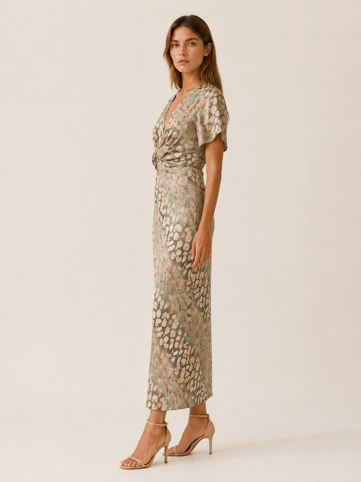 Mirella | V-Neck Maxi Dress with Elegant Draping