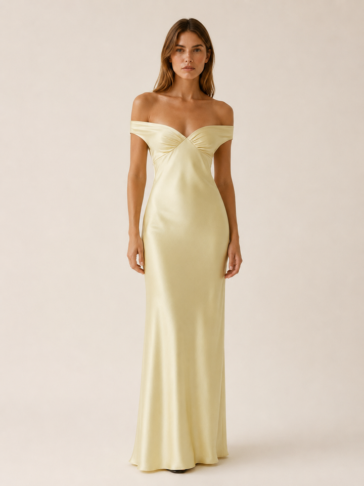 Mona | Off Shoulder Maxi Dress with Fitted Bodice