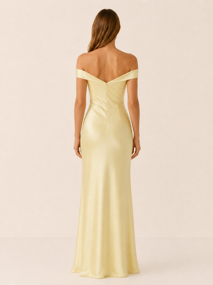 Mona | Off Shoulder Maxi Dress with Fitted Bodice