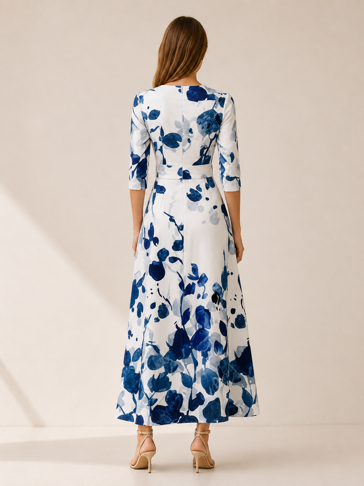 Neriah | Floral Maxi Dress with V Neck and Front Slit