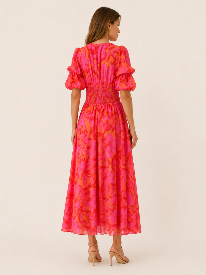 Nivelle | Floral Maxi Dress with Puff Sleeves