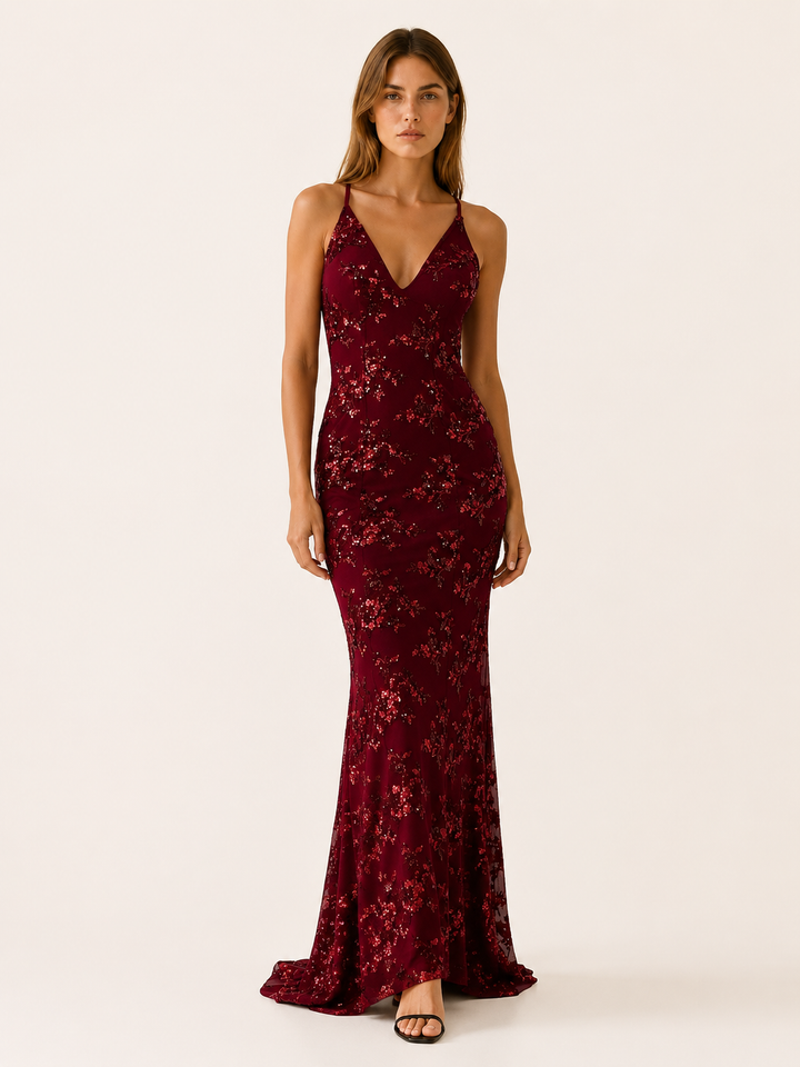 Nolwenn | Sequin Maxi Dress with Fitted Silhouette