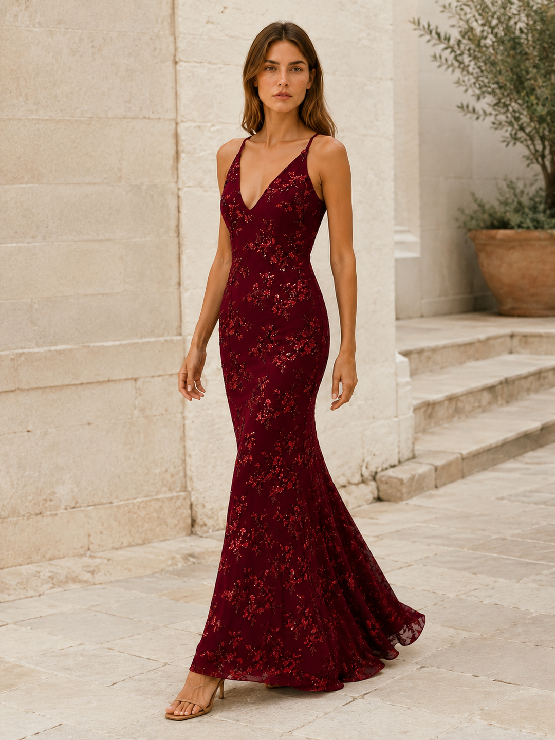 Nolwenn | Sequin Maxi Dress with Fitted Silhouette