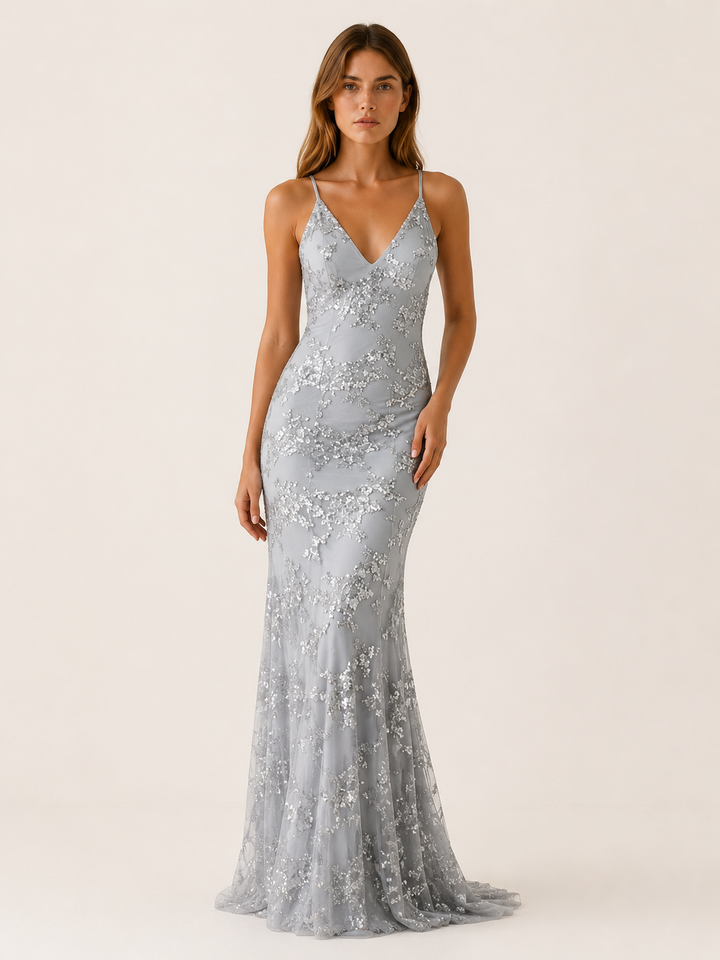 Nolwenn | Sequin Maxi Dress with Fitted Silhouette