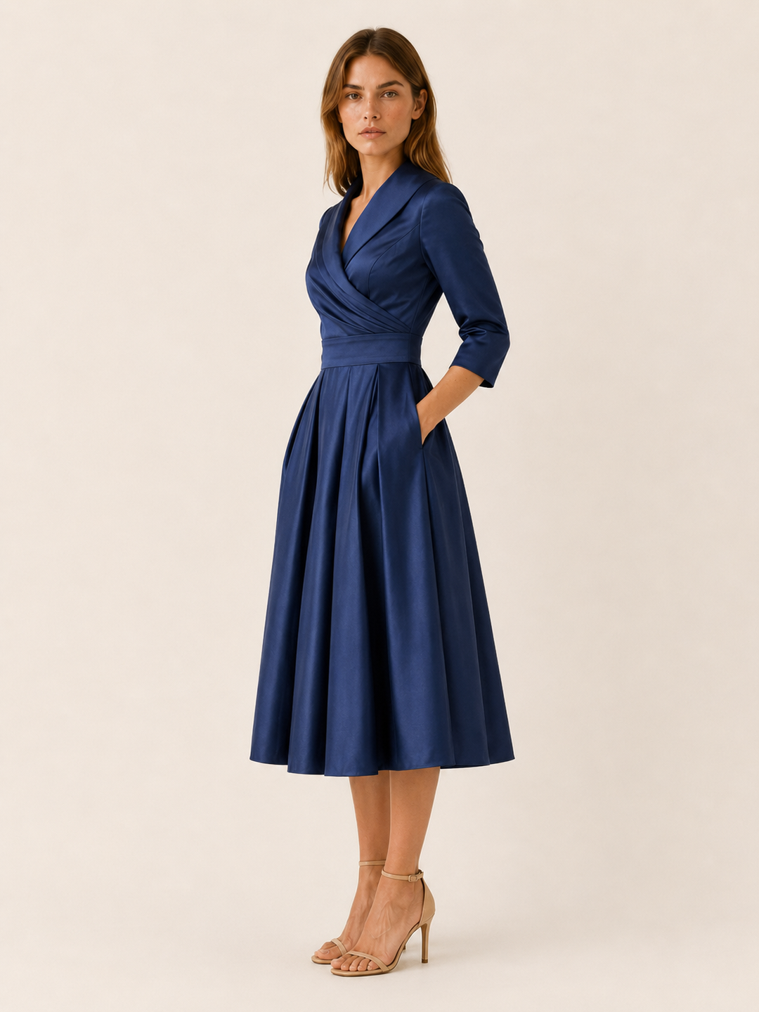 Noor | Wrap Midi Dress with Pleated Skirt