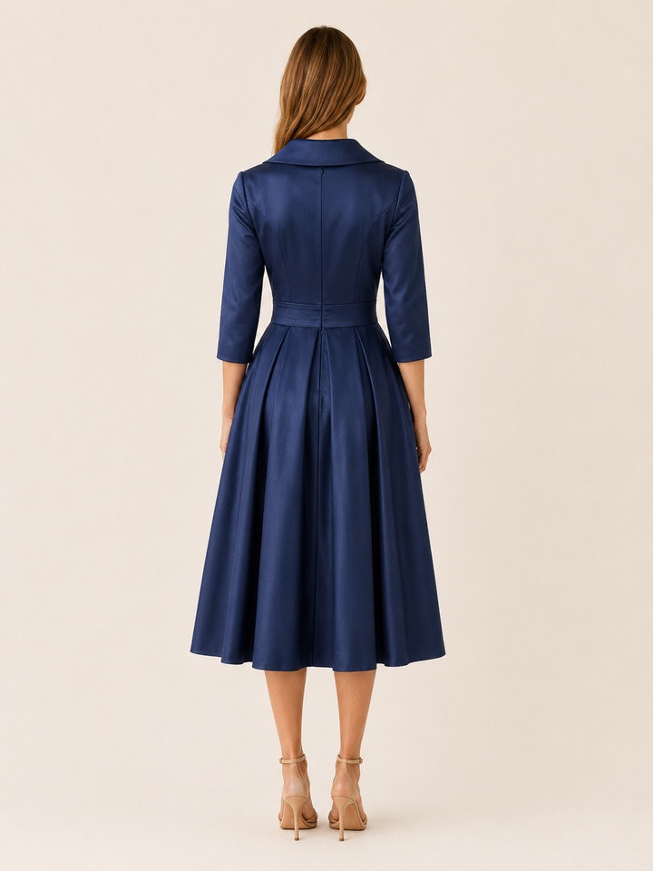 Noor | Wrap Midi Dress with Pleated Skirt