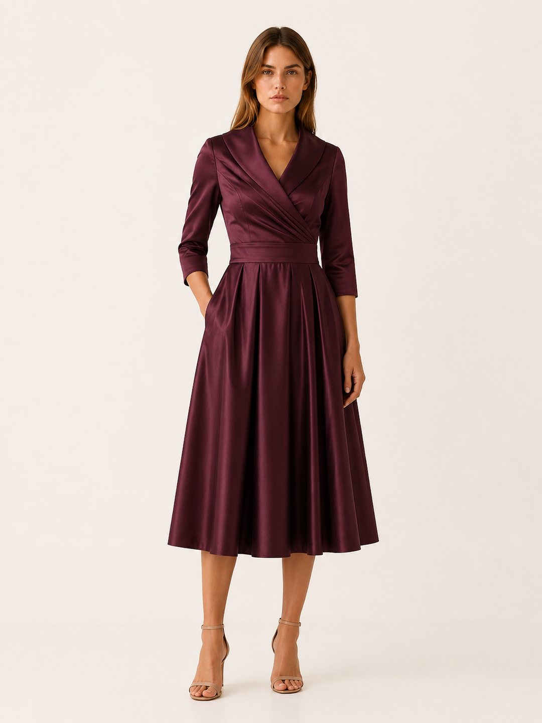 Noor | Wrap Midi Dress with Pleated Skirt