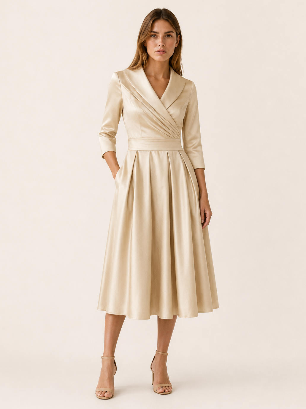 Noor | Wrap Midi Dress with Pleated Skirt