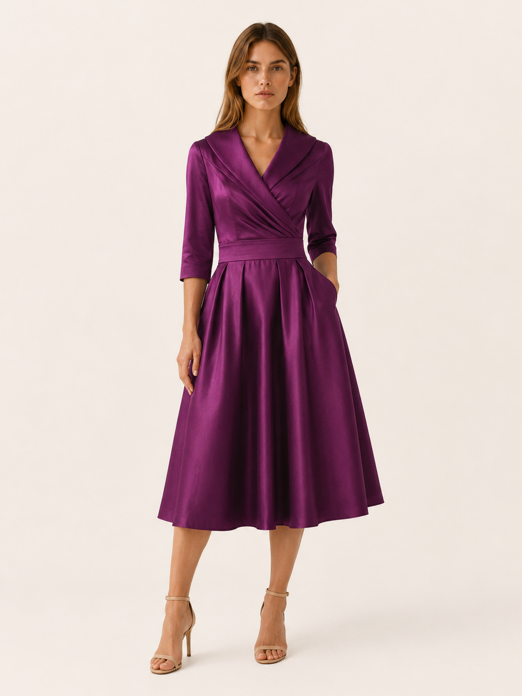 Noor | Wrap Midi Dress with Pleated Skirt
