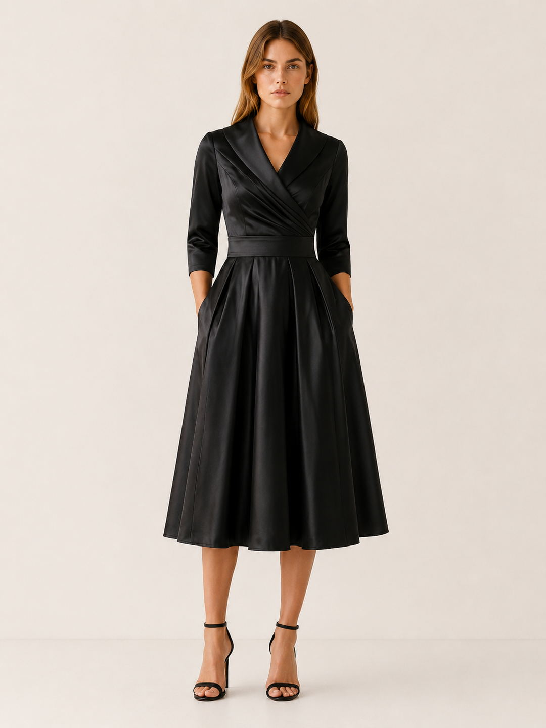 Noor | Wrap Midi Dress with Pleated Skirt