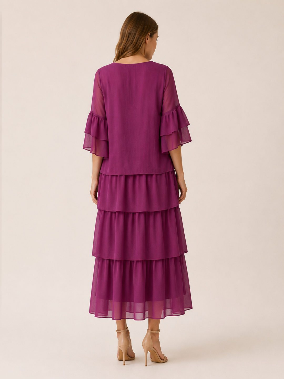 Oona | Tiered Maxi Dress with Round Neck