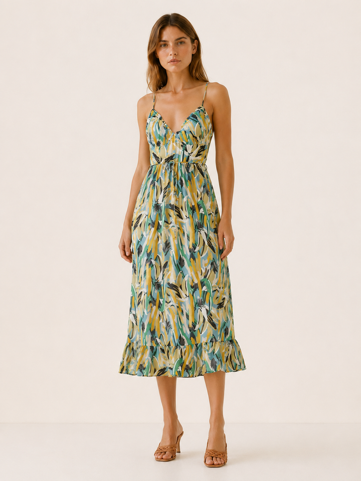 Orla | Printed Midi Dress with Ruffle Hem