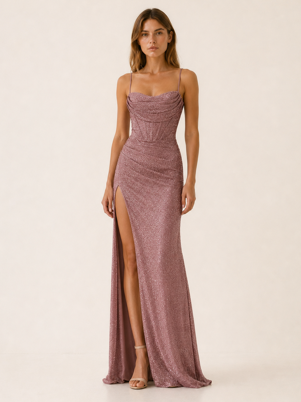 Phaedra | Sparkly Maxi Dress with Corset Detail