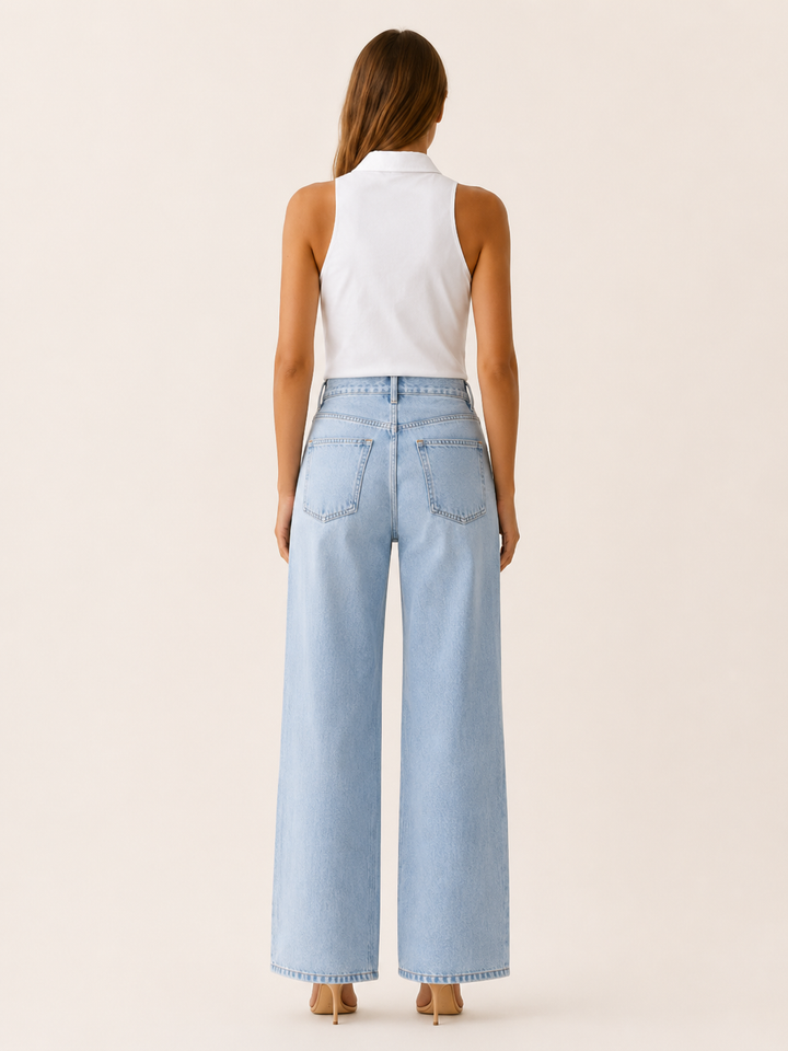 Renley | Sleeveless Shirt with Collar and Button Front