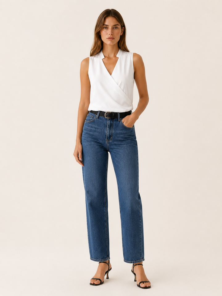 Rhiannon | Sleeveless Wrap Top with V-Neckline