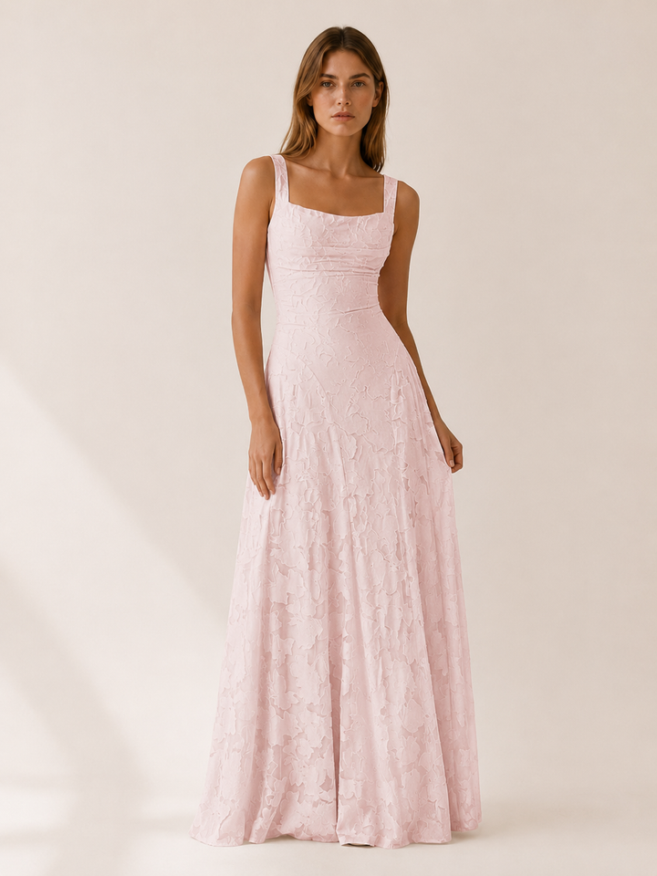 Sabine | Floral Lace Maxi Dress with Square Neckline