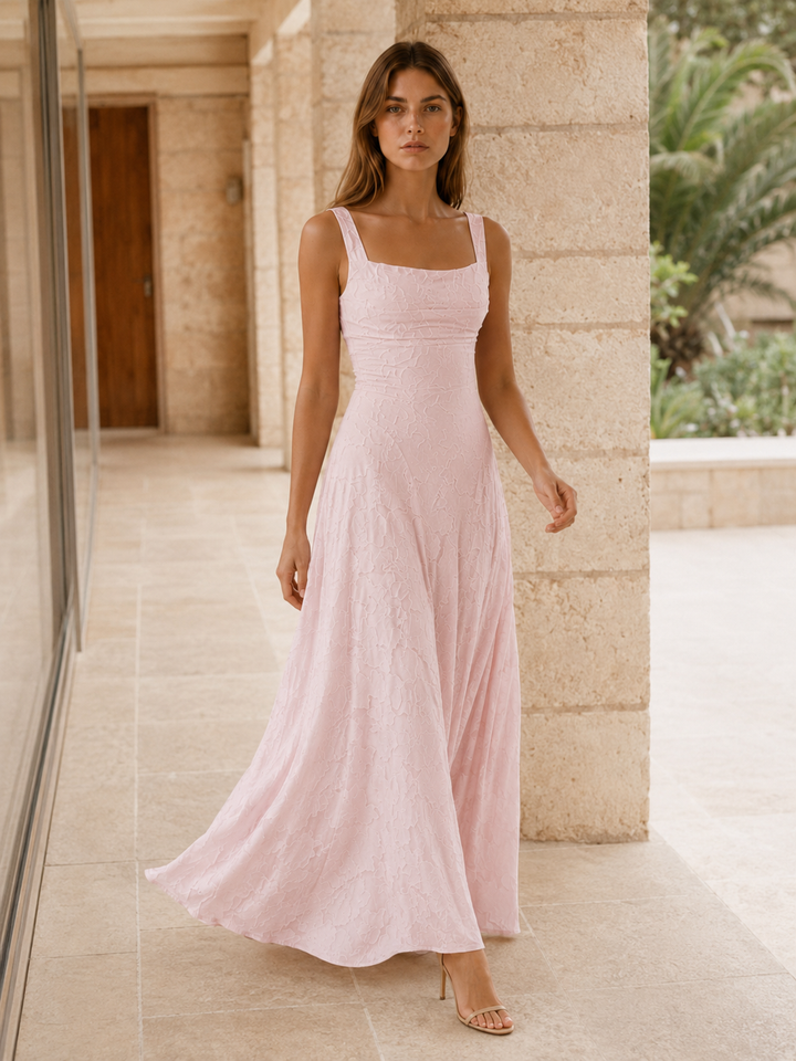 Sabine | Floral Lace Maxi Dress with Square Neckline