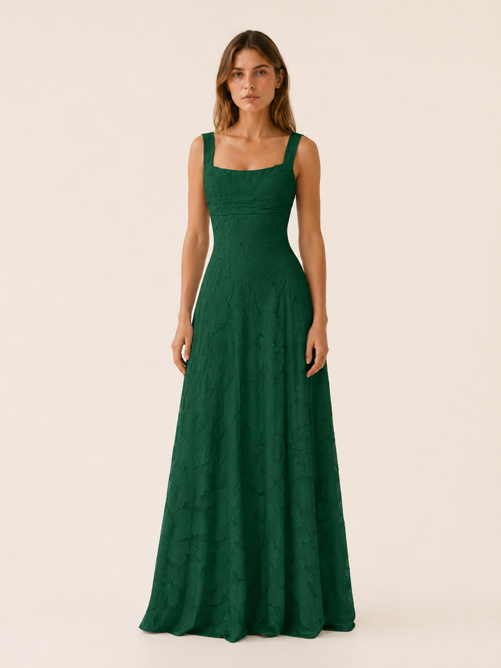 Sabine | Floral Lace Maxi Dress with Square Neckline