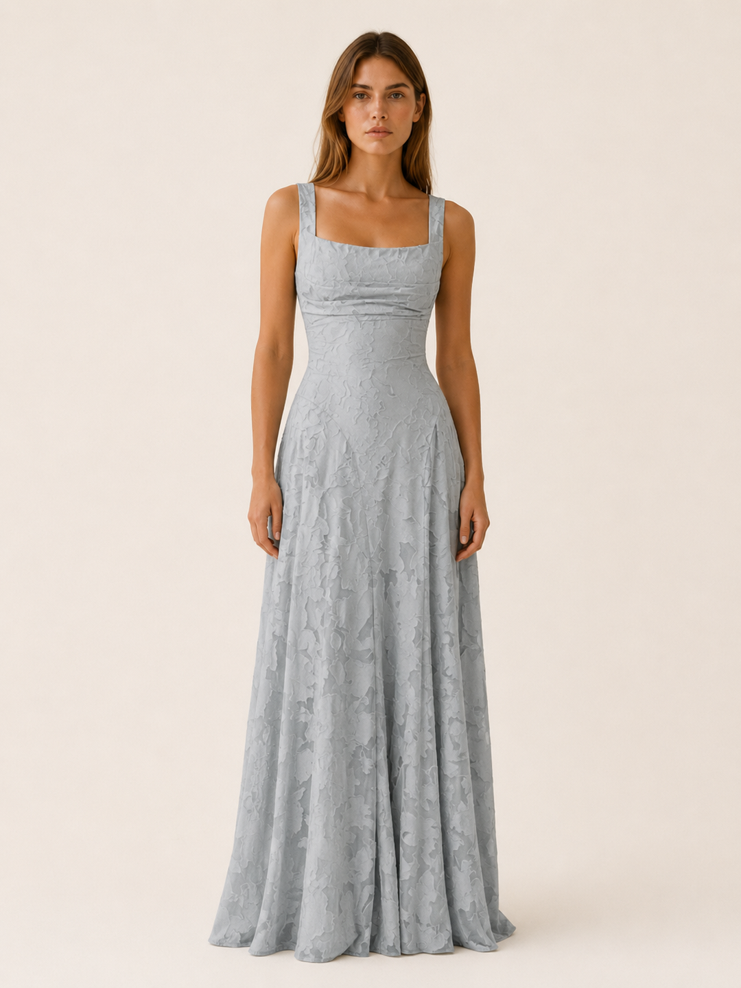 Sabine | Floral Lace Maxi Dress with Square Neckline