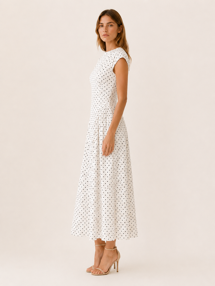 Sancia | Polka Dot Maxi Dress with Cap Sleeves