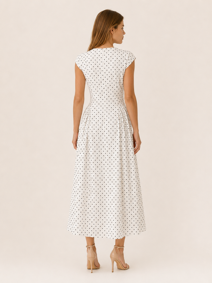 Sancia | Polka Dot Maxi Dress with Cap Sleeves
