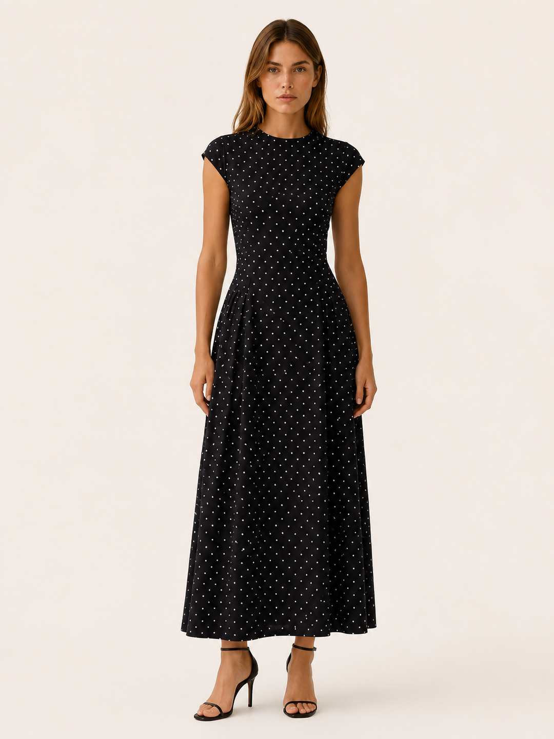 Sancia | Polka Dot Maxi Dress with Cap Sleeves