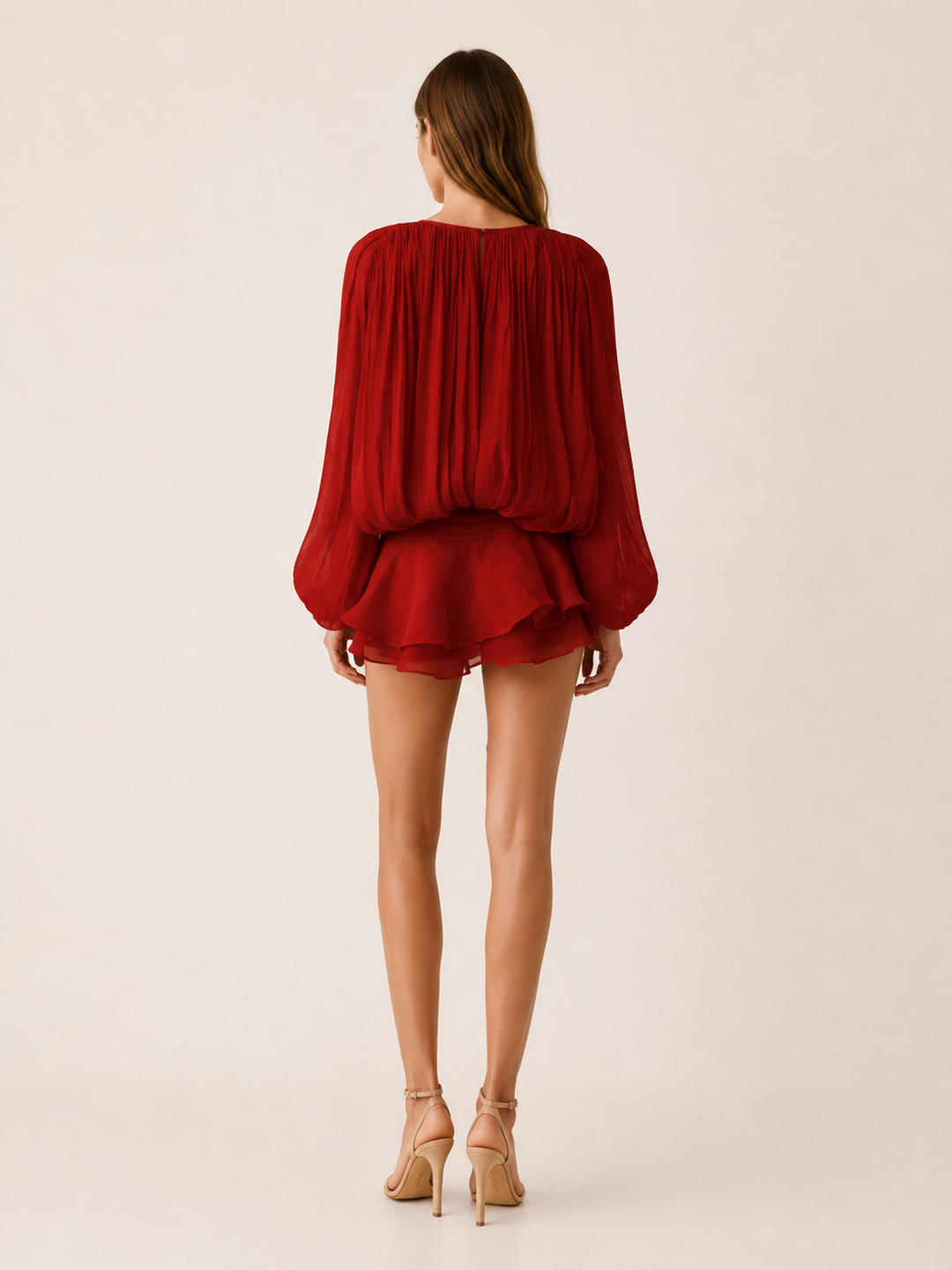 Saphira | Pleated Mini Dress with Ruched Hem